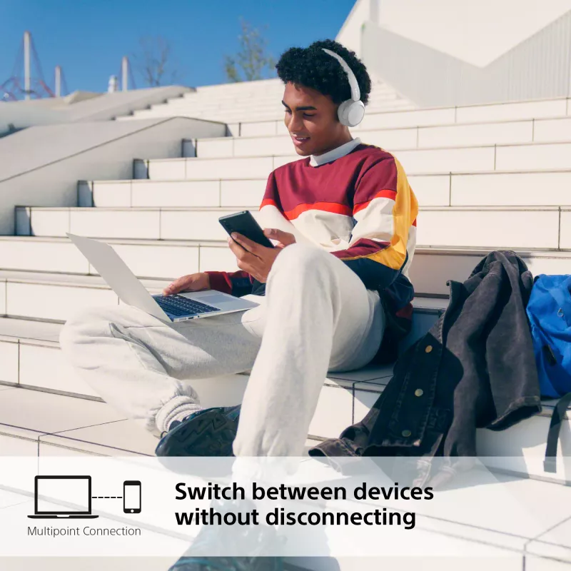 Sony WH-CH520 belaidės ant ausų dedamos ausinės su mikrofonu, Bluetooth 5.2, 50 h atkūrimo, USB-C įkrovimas, baltos