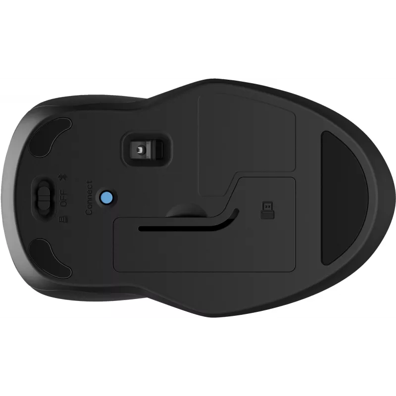 HP 250 Dual Mouse, ambidekstrinė, Bluetooth + USB Type-A, 1600 DPI, juoda