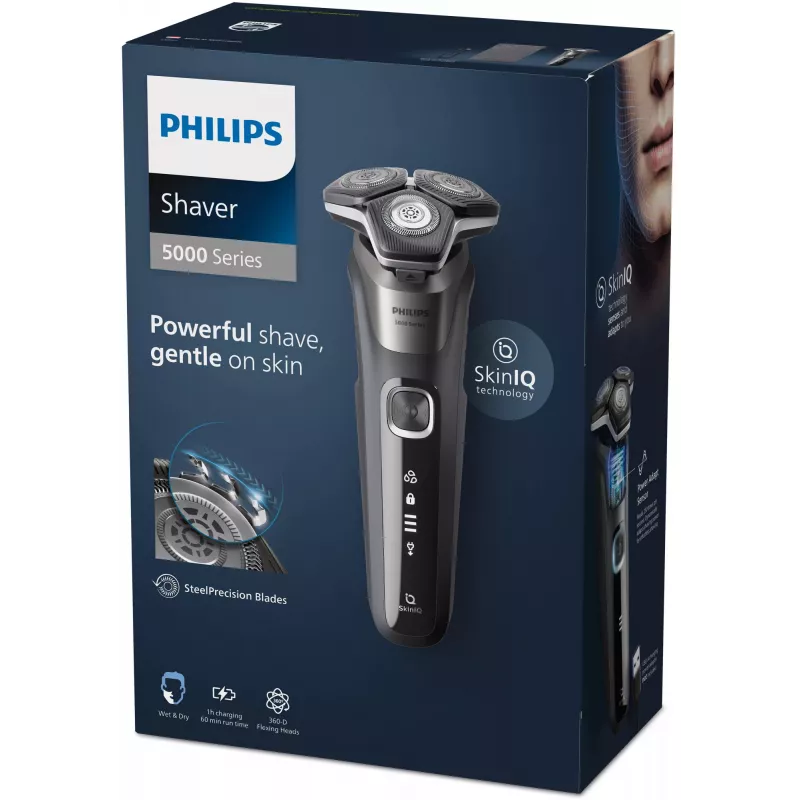 Philips SHAVER Series 5000 S5887/10 drėgnam ir sausam skutimuisi skirtas elektrinis skustuvas ir minkštas dėklas