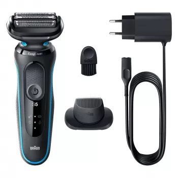 Braun Series 5 51-M1200s vyriškas barzdaskutė Folijinė barzdaskutė Trimeris Juoda, Mėlyna