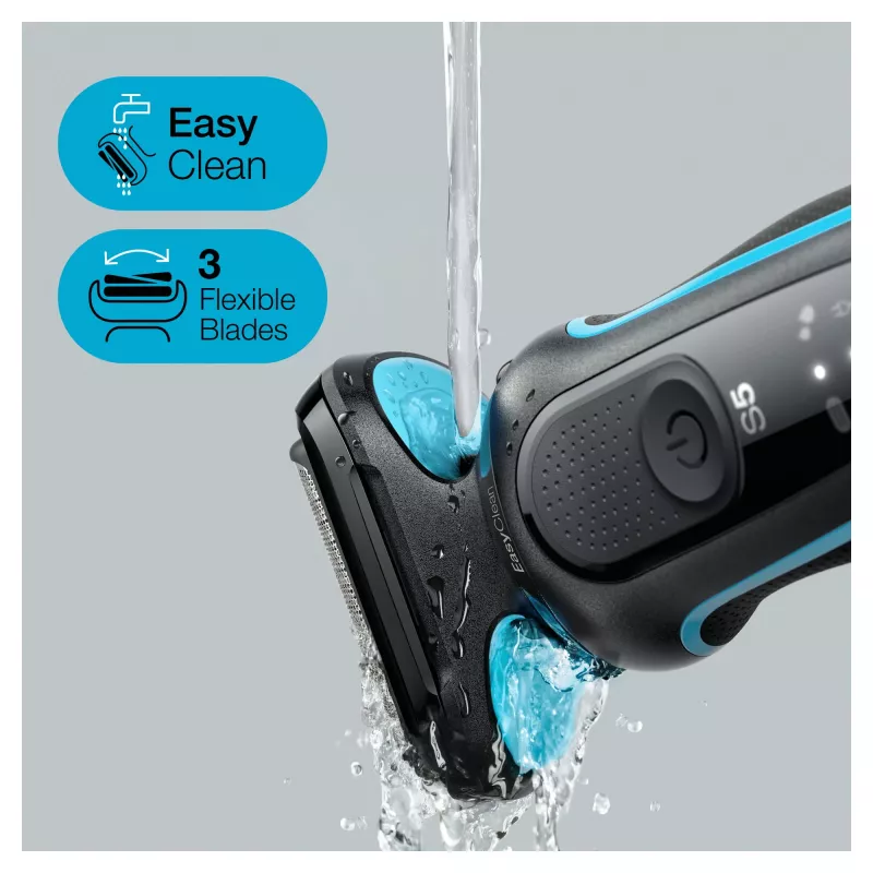 Braun Series 5 51-M1200s vyriškas barzdaskutė Folijinė barzdaskutė Trimeris Juoda, Mėlyna