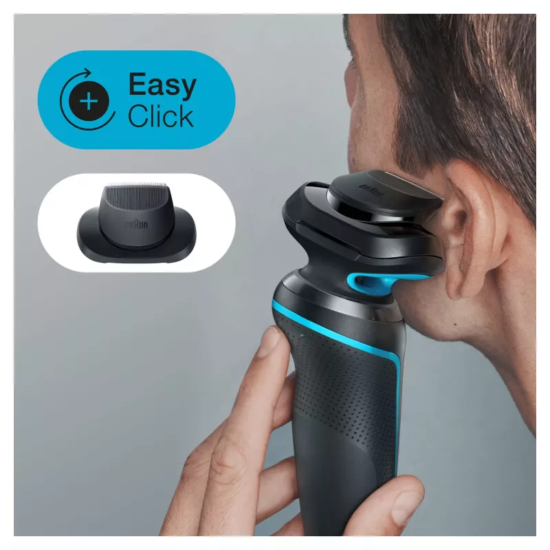 Braun Series 5 51-M1200s vyriškas barzdaskutė Folijinė barzdaskutė Trimeris Juoda, Mėlyna