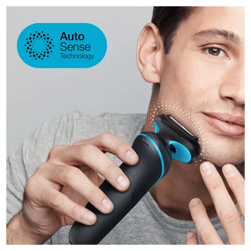 Braun Series 5 51-M1200s vyriškas barzdaskutė Folijinė barzdaskutė Trimeris Juoda, Mėlyna