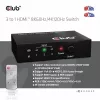 CLUB3D 3 į 1 HDMI™ 8K60Hz/4K120Hz jungiklis, 7680 x 4320 pikselių, 8K Ultra HD, juodas