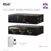 CLUB3D 3 į 1 HDMI™ 8K60Hz/4K120Hz jungiklis, 7680 x 4320 pikselių, 8K Ultra HD, juodas