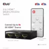 CLUB3D 3 į 1 HDMI™ 8K60Hz/4K120Hz jungiklis, 7680 x 4320 pikselių, 8K Ultra HD, juodas