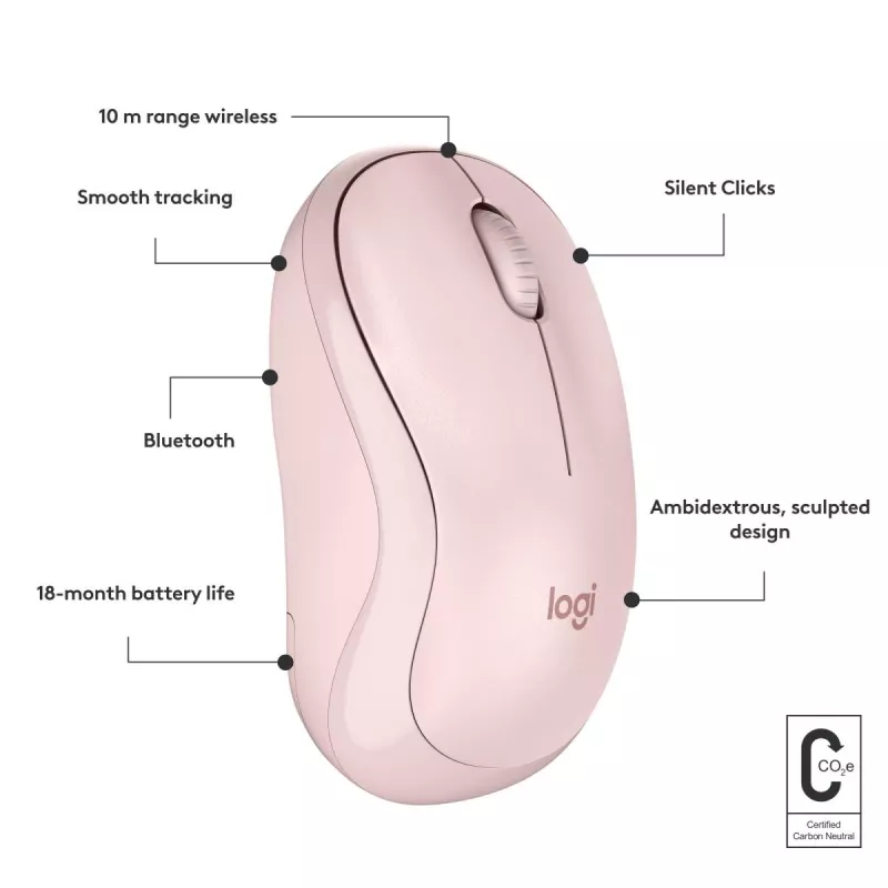 LOGITECH M240 Tylioji pelė - Bluetooth - Rožinė