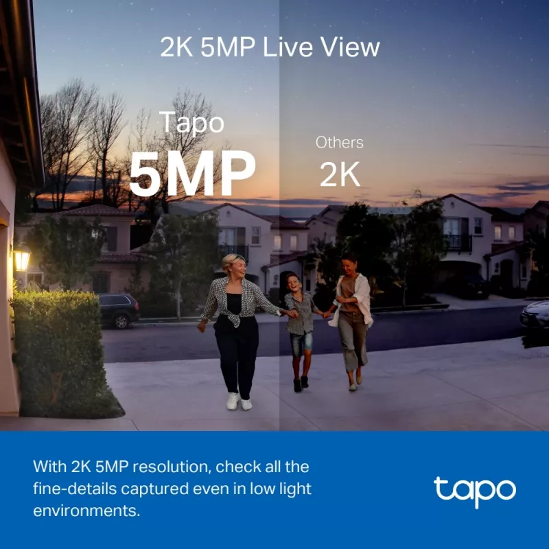 TP-Link Tapo išmanusis vaizdo durų skambučio rinkinys, juoda, balta, IR, CE, RoHS, RCM, R-NZ, FCC, EAC, Triman, UKCA, G.711, 5 MP, 2560 x 1920 pikseliai