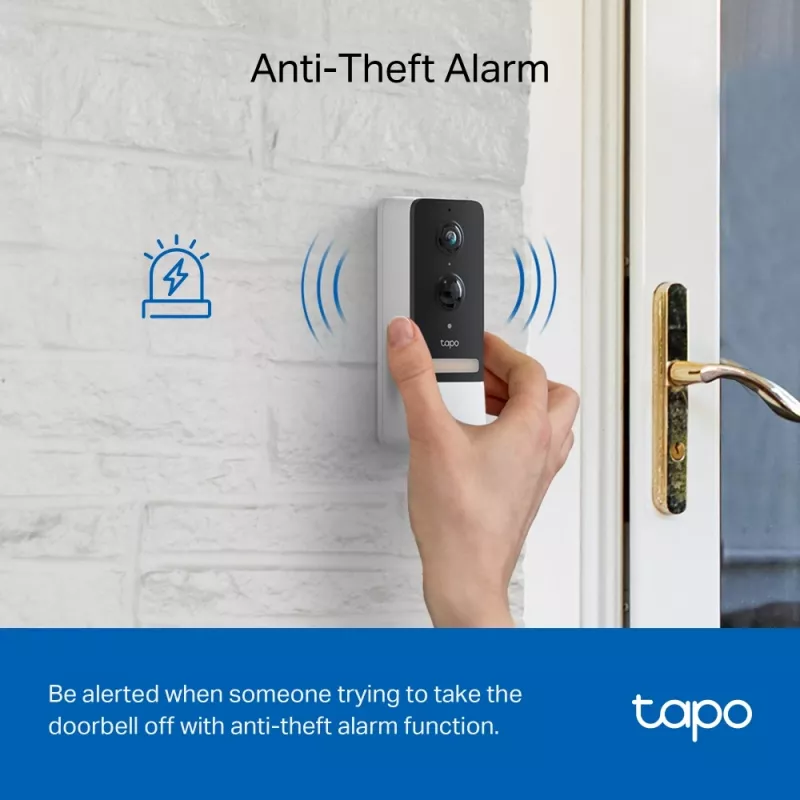 TP-Link Tapo išmanusis vaizdo durų skambučio rinkinys, juoda, balta, IR, CE, RoHS, RCM, R-NZ, FCC, EAC, Triman, UKCA, G.711, 5 MP, 2560 x 1920 pikseliai