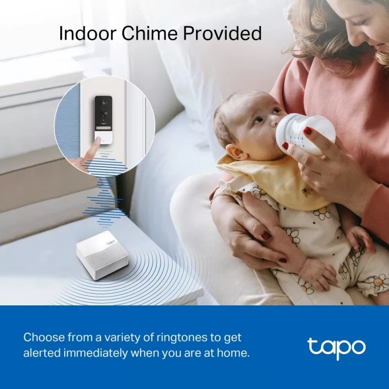 TP-Link Tapo išmanusis vaizdo durų skambučio rinkinys, juoda, balta, IR, CE, RoHS, RCM, R-NZ, FCC, EAC, Triman, UKCA, G.711, 5 MP, 2560 x 1920 pikseliai