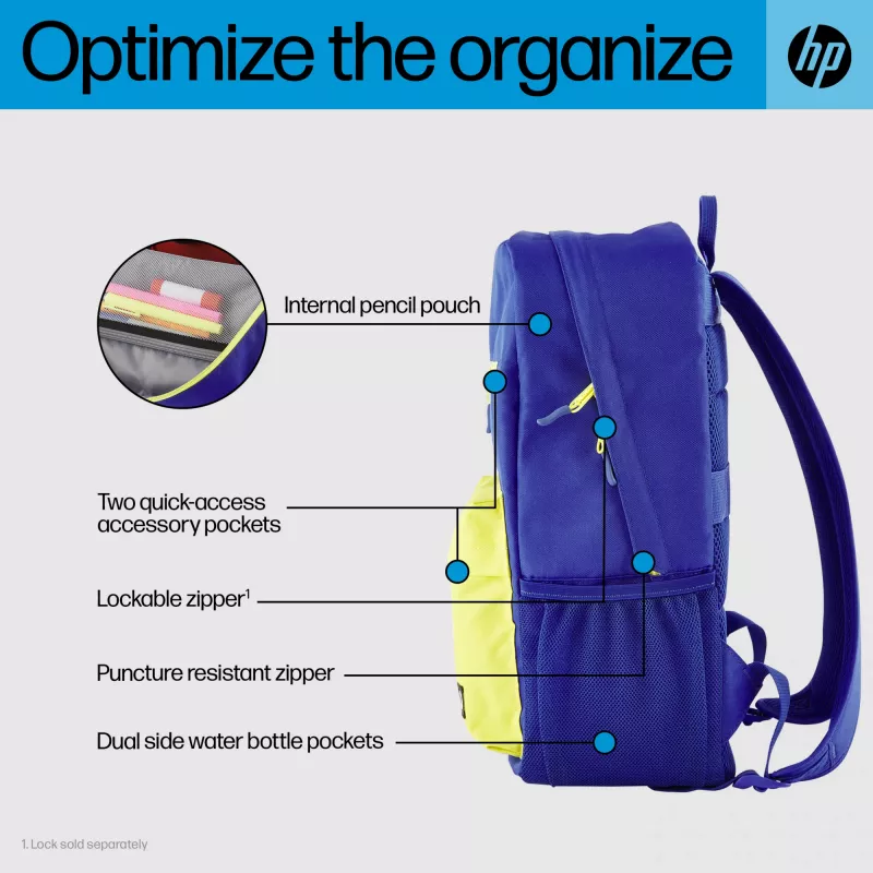 Laisvalaikio kuprinė HP Campus Blue Backpack mėlyna geltona poliesteris 295x185x435mm