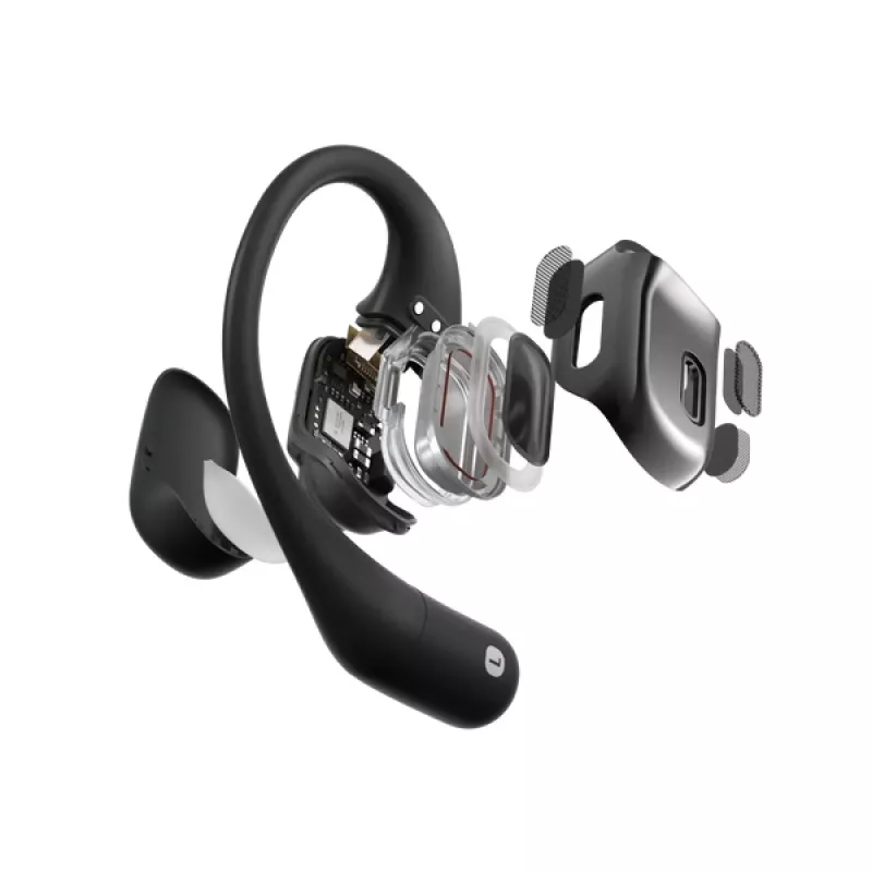 SHOKZ OpenFit ausinės belaidės užkabinamos už ausies skambučiams/muzikai/sportui/kasdienai Bluetooth juodos