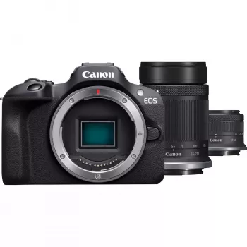Canon EOS R100 + RF-S 18-45mm F4.5-6.3 IS STM + RF-S 55-200mm F5-7.1 IS STM rinkinys, 24,1 MP, 6000 x 4000 pikselių, CMOS, 4K Ultra HD, 309 g, Juoda