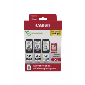 Canon 8286B015 rašalo kasetės 3 vnt. Originalios didelio našumo (XL) juodos, žydros, purpurinės, geltonos