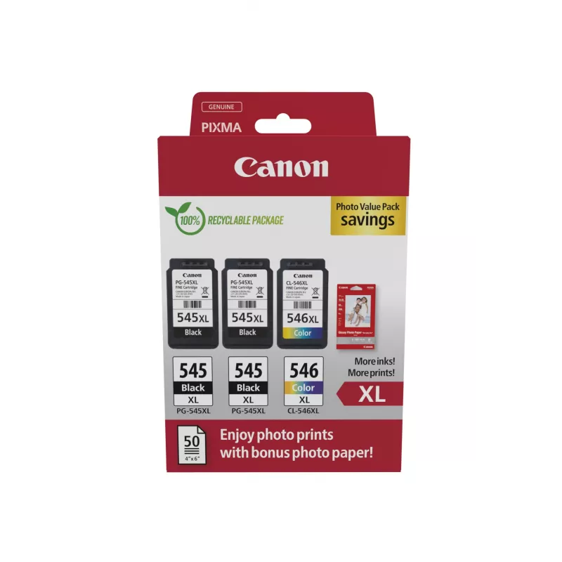 Canon 8286B015 rašalo kasetės 3 vnt. Originalios didelio našumo (XL) juodos, žydros, purpurinės, geltonos