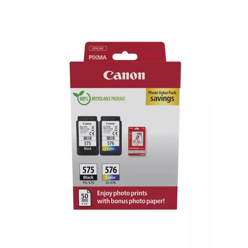 Rašalo kasetės vertės rinkinys Canon 5438C004 2 vnt. Originalius juoda žalsvai mėlyna rausvai raudona geltona
