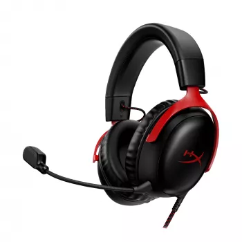 HyperX Cloud III – žaidimų ausinės (juoda/raudona)