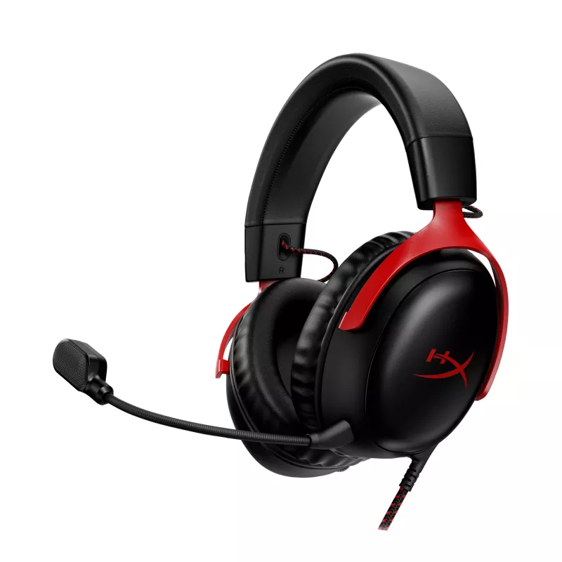 HyperX Cloud III – žaidimų ausinės (juoda/raudona)