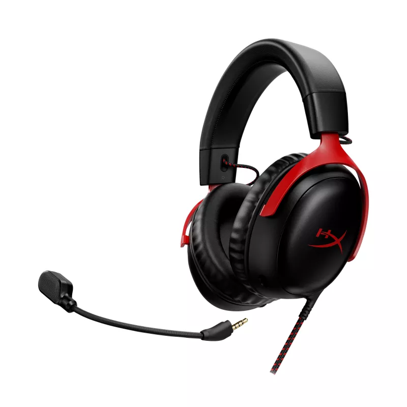 HyperX Cloud III – žaidimų ausinės (juoda/raudona)