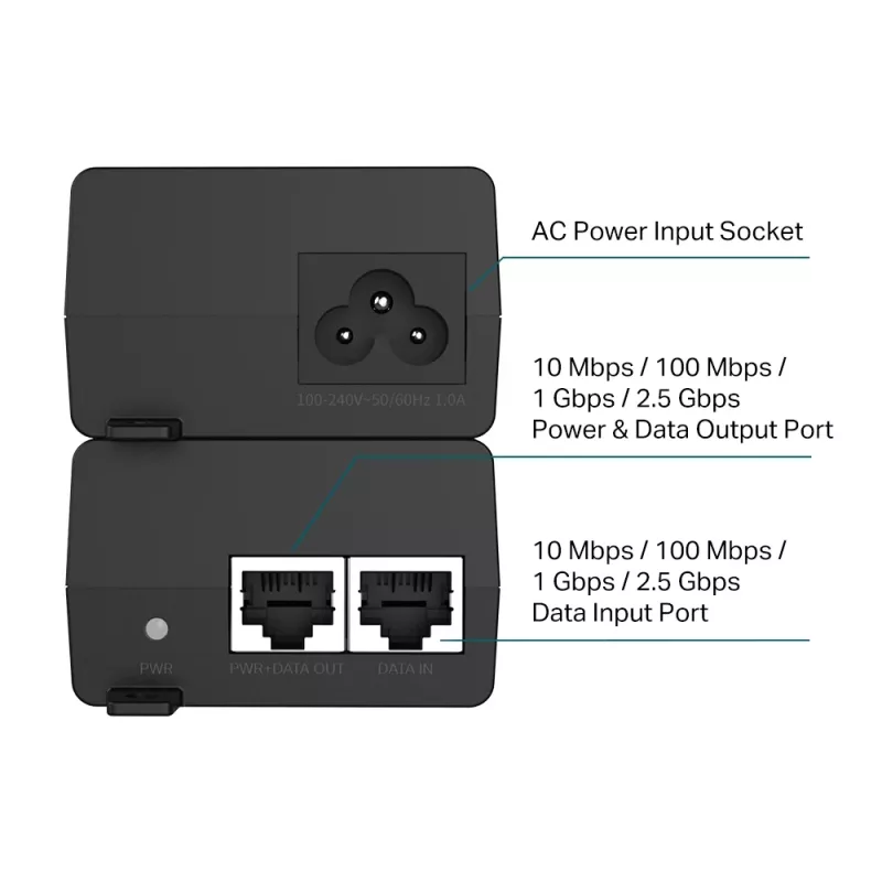 TP-Link Omada 2.5G PoE+ Injektoriaus adapteris