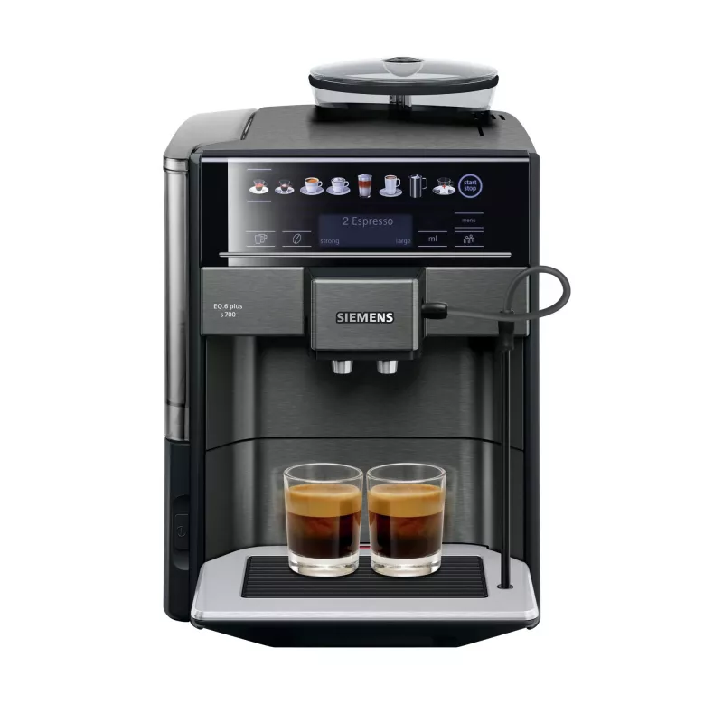 Espresso aparatas Siemens EQ.6 plus TE657319RW — pilnai automatinis, 1,7 L vandens talpa, 19 barų siurblys, įmontuotas malūnėlis