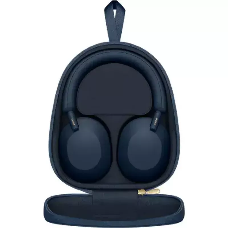 Sony WH-1000XM5 triukšmą slopinančios belaidės ausinės, 30 val. baterijos veikimo laikas, ant galvos dedamos Bluetooth ausinės, optimizuotos Alexa ir Google Assistant, suderinamos su IOS ir Android, su įmontuotu mikrofonu, vidurnakčio mėlynos spalvos