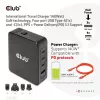CLUB3D International Travel Charger 140W GaN technologija, keturių prievadų USB Type-A (1x) ir -C (3x), PPS + Power Delivery (PD) 3.1 palaikymas