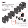 CLUB3D International Travel Charger 140W GaN technologija, keturių prievadų USB Type-A (1x) ir -C (3x), PPS + Power Delivery (PD) 3.1 palaikymas