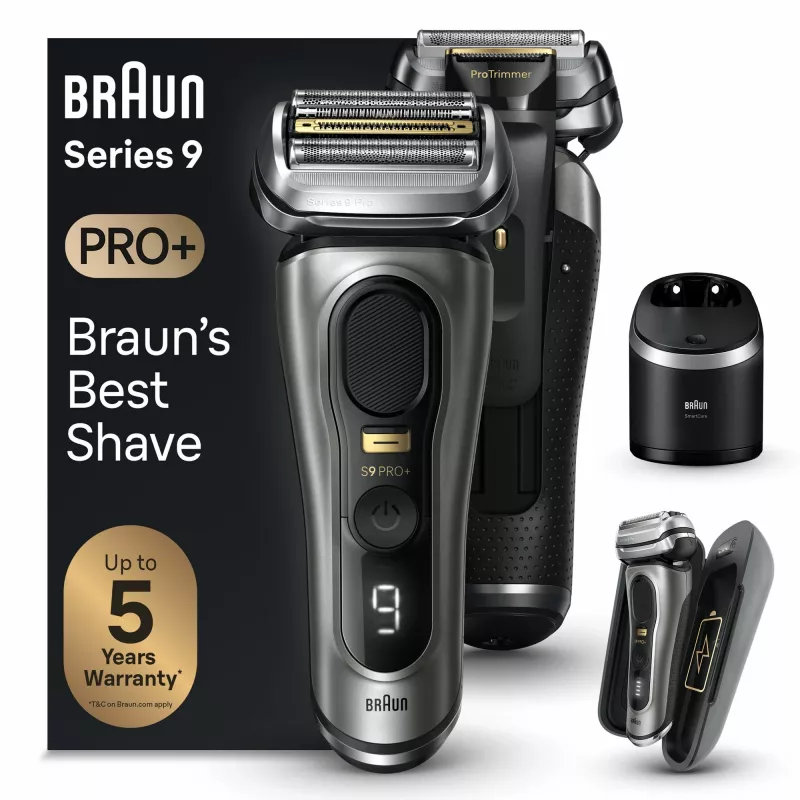 Braun Series 9 Pro+ 9575cc šlapiam ir sausam skutimuisi folijos skustuvas su kirpimo funkcija Metallic