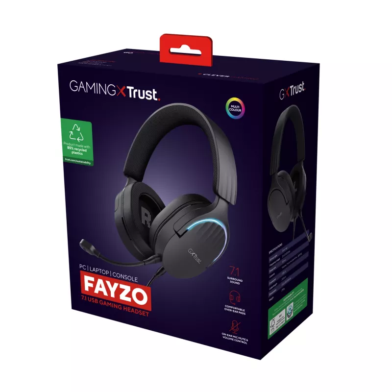 Trust GXT 490 FAYZO ausinės su 7.1 virtualiu garsu, USB, virš galvos