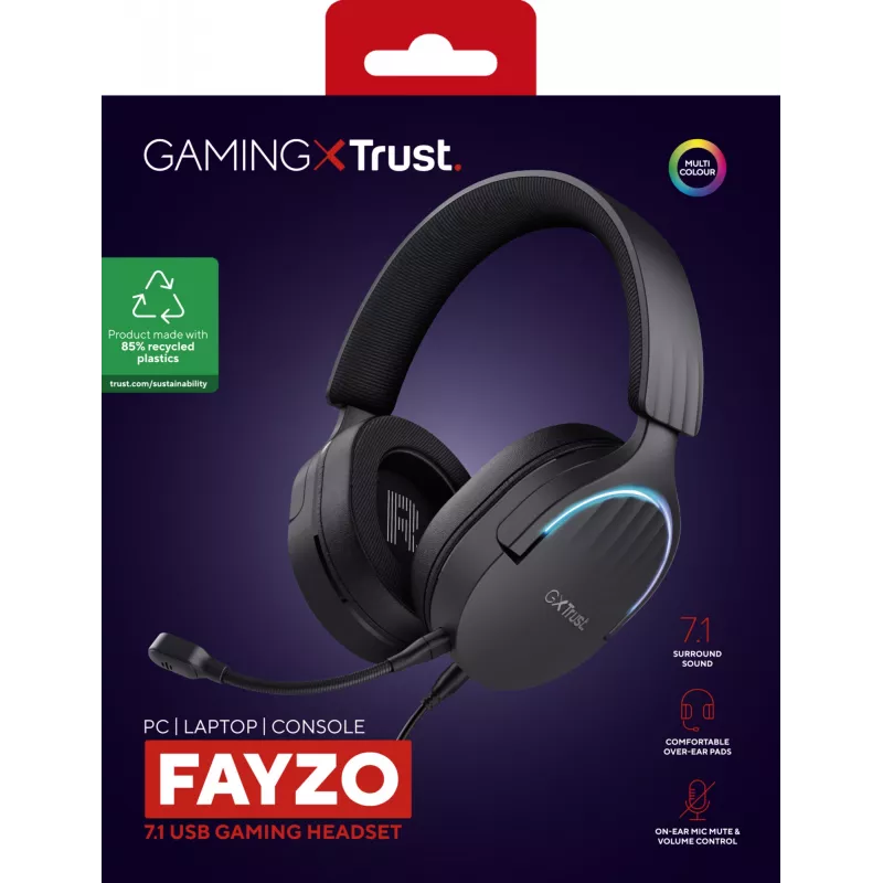 Trust GXT 490 FAYZO ausinės su 7.1 virtualiu garsu, USB, virš galvos