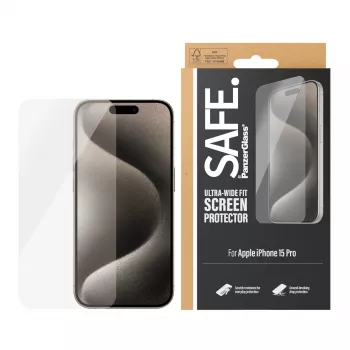 PanzerGlass SAFE. by ® Ekrano apsauga iPhone 15 Pro | Ultra-Wide Fit