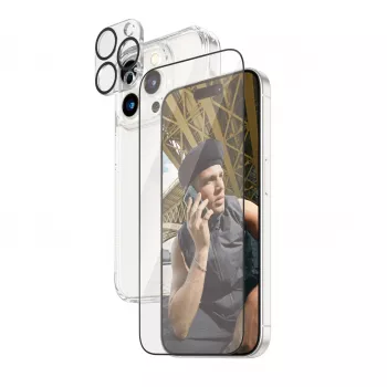 PanzerGlass 3-in-1 rinkinys iPhone 15 Pro grūdintas stiklas permatomas