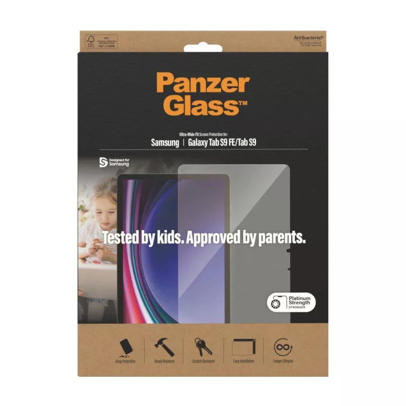 PanzerGlass ®️ Apsauginis stiklas Samsung Galaxy Tab S9 FE | S9 | Ultra-Wide Fit