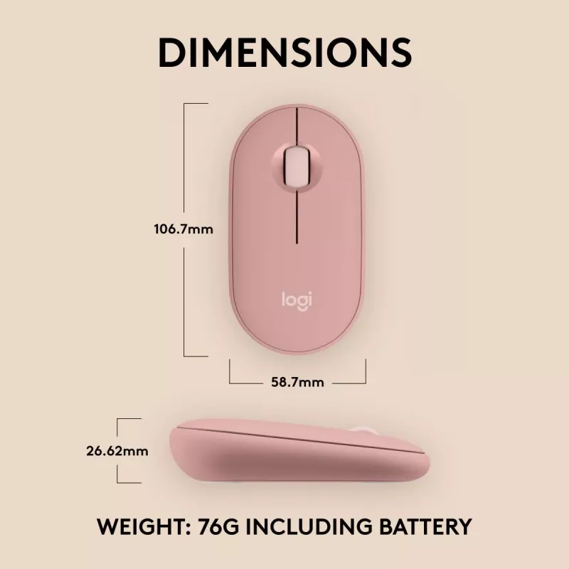LOGITECH Pebble 2 M350s Belaidė optinė pelė rožinė