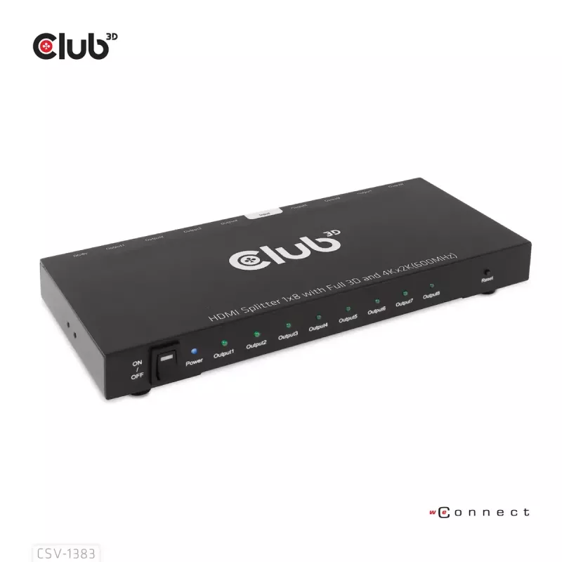 CLUB3D 1 į 8 HDMI™ skirstytuvas su Full 3D ir 4K60Hz (600MHz)