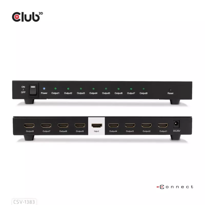 CLUB3D 1 į 8 HDMI™ skirstytuvas su Full 3D ir 4K60Hz (600MHz)