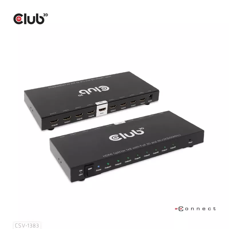 CLUB3D 1 į 8 HDMI™ skirstytuvas su Full 3D ir 4K60Hz (600MHz)