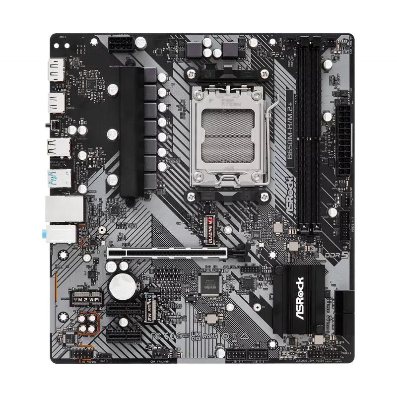 ASRock pagrindinė plokštė B650M-H/M.2+ AM5 AMD B650 2 x DDR5 1 x HDMI 2.1 TMDS/FRL 8G suderinama 1 x DisplayPort 1.4 su DSC mATX
