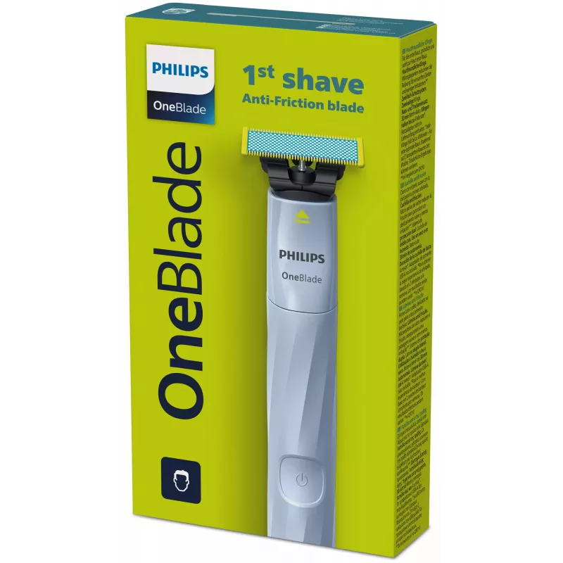 Foil shaver Philips Norelco OneBlade QP1324/20 — belaidis mėlynas tinklelinis skustuvas, 30 min veikimo laikas, USB įkrovimas, plaunamas, kontūrus sekanti technologija