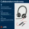 HP Poly Juodawire 8225 Stereo Microsoft Teams sertifikuotos USB-C ausinės + USB-C/A adapteris