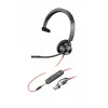 HP Poly Juodawire 3315 monofoninė USB-C ausinė +3,5 mm kištukas + USB-C/A adapteris