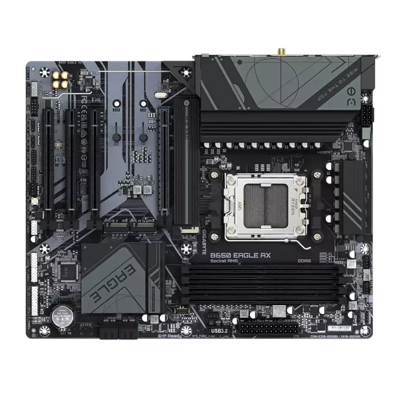 Pagrindinė plokštė GIGABYTE B650 EAGLE AX ATX, AMD B650 mikroschemų rinkinys, Socket AM5, DDR5, 4x DIMM, 256GB, Wi‑Fi 6E, Bluetooth 5.3