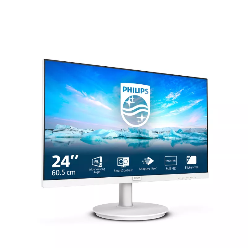 Philips V Line 241V8AW/00 kompiuterio monitorius 60,5 cm (23,8 colio) 1920 x 1080 pikselių Full HD LCD baltas