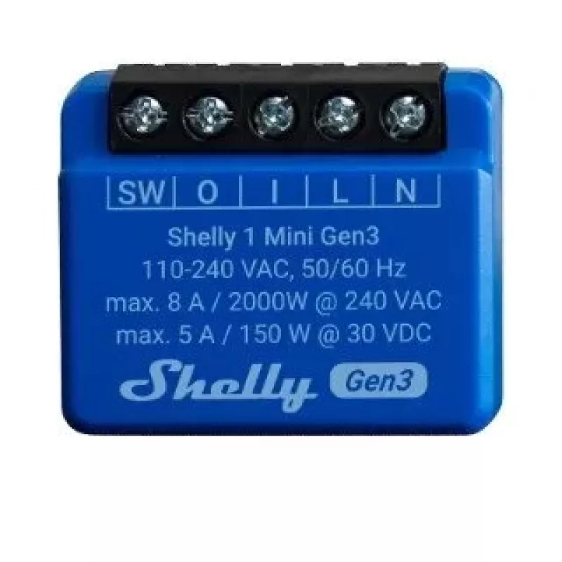 Išmanusis jungiklis Shelly 1 Mini Gen3 1P belaidis 110-240V