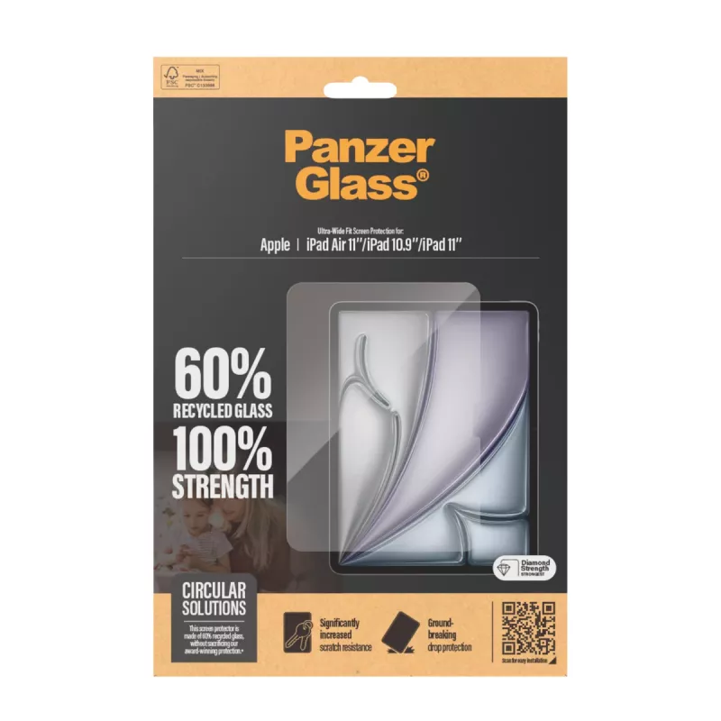 PanzerGlass® Ekrano apsauga iPad Air 11'' (2024-2026) | iPad 11'' (2025-2026) | iPad 10.9'' (2022) | Ultra-Wide Fit
