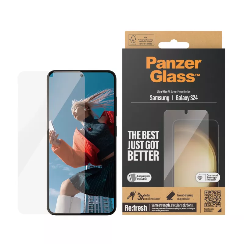 PanzerGlass® ekrano apsauga, skirta Samsung Galaxy S24 | Ultra-Wide Fit su EasyAligner