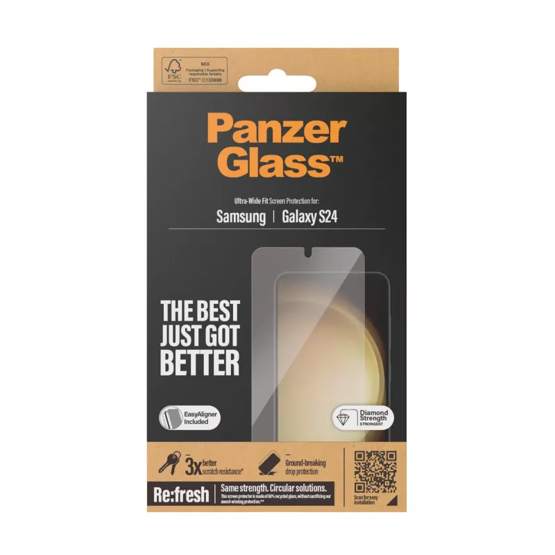 PanzerGlass® ekrano apsauga, skirta Samsung Galaxy S24 | Ultra-Wide Fit su EasyAligner