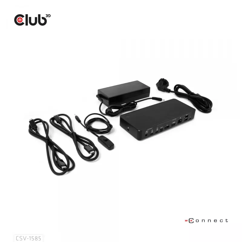 CLUB3D DisplayPort/HDMI KVM jungiklis/dokas 4K60Hz USB Type-C įvestims