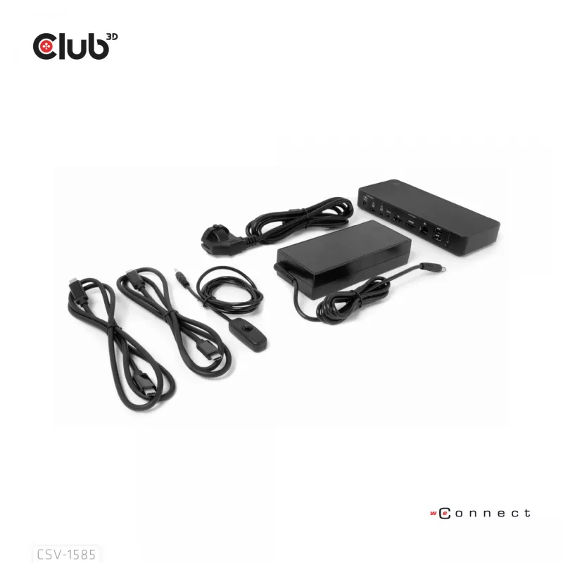 CLUB3D DisplayPort/HDMI KVM jungiklis/dokas 4K60Hz USB Type-C įvestims